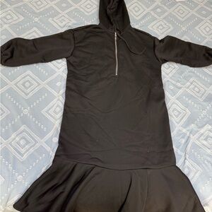 SHEIN Black Midi Dress with Hood